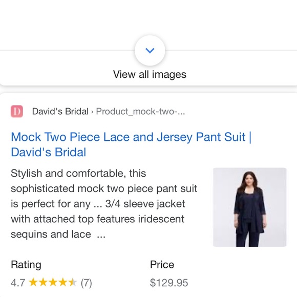 mock two piece lace and jersey pant suit